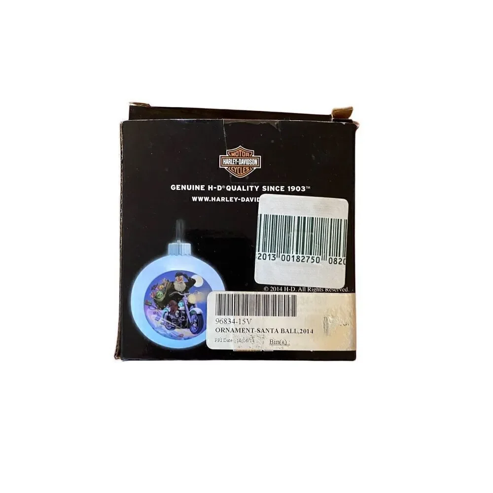 Harley Davidson 2014 glass ball ornament Santa on Harley 4 inches round rare